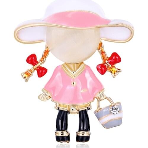 Han edition cartoon bags plait girl alloy brooch set auger drip opal corsage pin spot