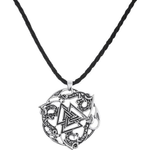 Kinitial Vintage Viking Valknut Pendant Necklace Viking Valknut Norse Mythology Necklace For Man Punk Amulet Protection Jewelry