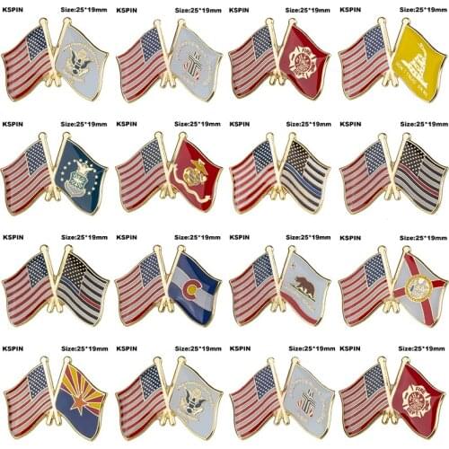 U.S.A Cross Friendship Flag Badge Flag Brooch National Flag Lapel Pin International Travel Pins Collections