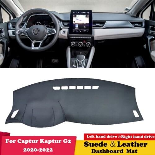 For Renault Captur Kaptur G2 2020 2021 2022 Leather Dashmat Dashboard Cover Pad Dash Mat Carpet Car-Styling Accessories Suede
