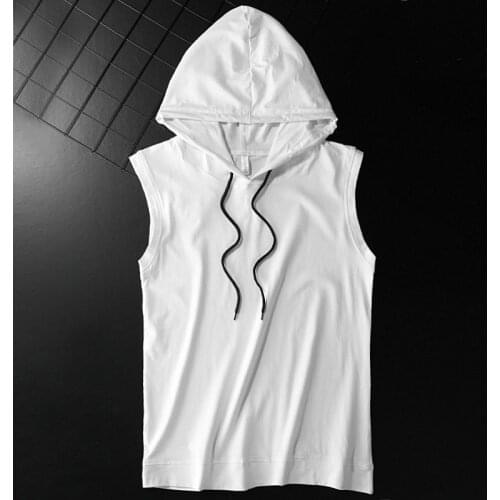 Summer Mens Sports Vest Basketball Hip-hop Vest Top 2021 New Casual Hooded Vest Hip-hop Street Mens Casual Vest Top