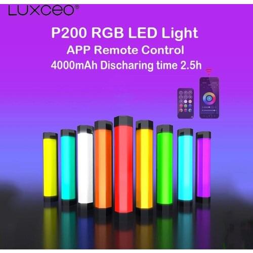 LUXCEO P200 IP67 Rainproof RGB Tube Built-in Battery & Magnet With APP Control LED Video Light For Studio Photo Product Lighting