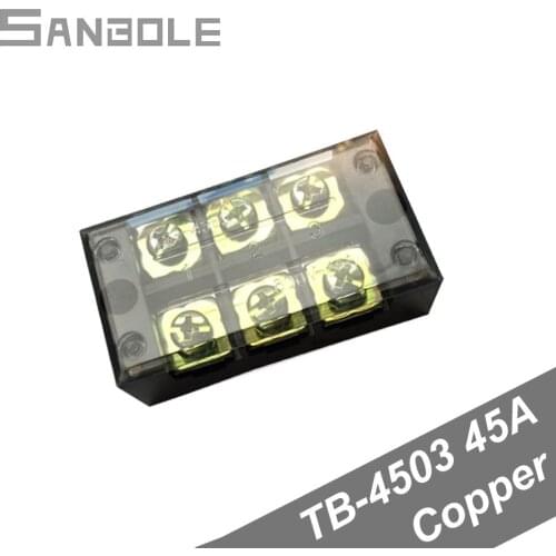 Copper TB-4503 Connection Dual Row Terminal block 45A 3 Positions Universal distribution cable Wiring Barrier (10pcs)