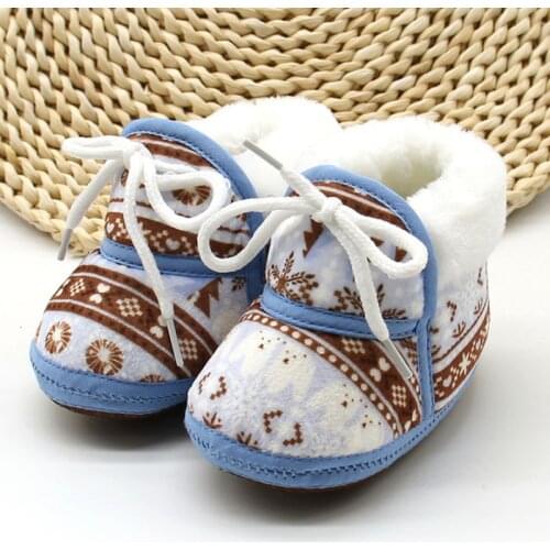 Cute Baby Boots Spring Warm Soft Baby Retro Printing Cotton Padded Infant Baby Boys Girls Soft Boots 6-12M