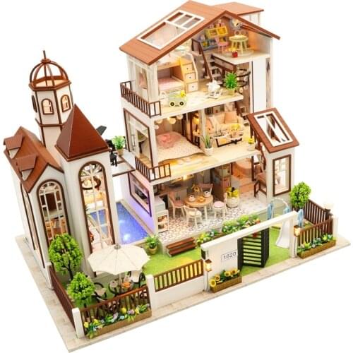 Kids Toys Diy Dollhouse Assemble Wooden Miniatures Doll House Furniture Miniature Dollhouse Puzzle Educational Toys For Children