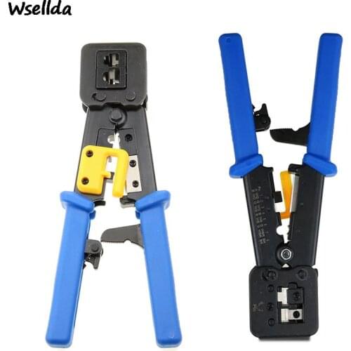 EZ RJ45 multi-function crimping machine hand net tool pliers RJ12 cat5 cat6 8p8c wire stripper crimping pliers clamp function