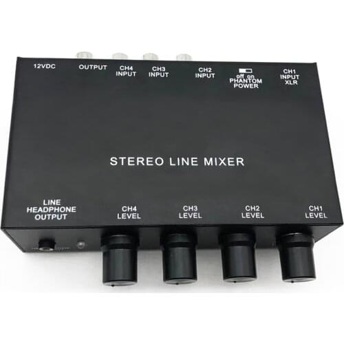 MX500 4 Channels Line Mixer with Power Adapter Support Headphone Output Ultra-compact Low Noise Stereo Audio Mixer