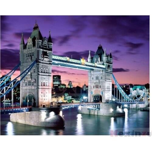 Kexinzu Full 5D DIY Square/Round Drill Diamond Painting "Bridge construction" 3d Diamond Embroidery Cross Stitch Decor Gift Kes5