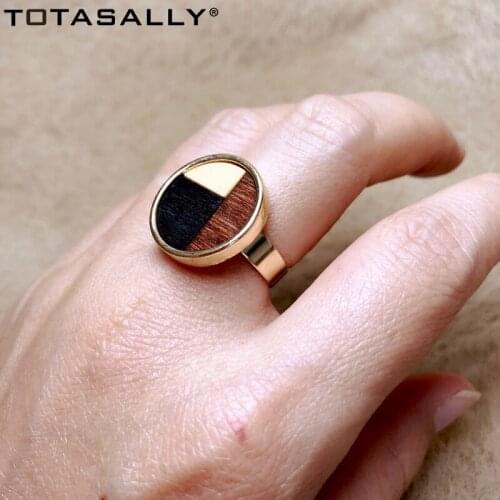 TOTASALLY New Arrival Geometric style Rings for Women Cute Trendy Punk Wooden Top Adjustable Finger Ring Gifts Jewelry Dropship