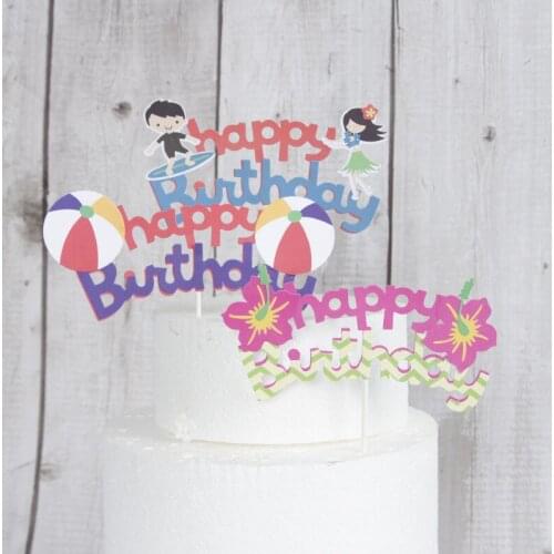 New Summer Boys and Girls Happy Birthday Cake Topper Birthday Party Decoration Childrens Cake Topper Birthday Party Decorations