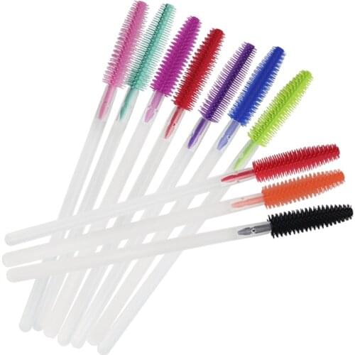 100 pcs Disposable Silicone Eyelashes Brushes Transparent rod Eyelash Extension Eye Lash Brush for women Makeup Tools