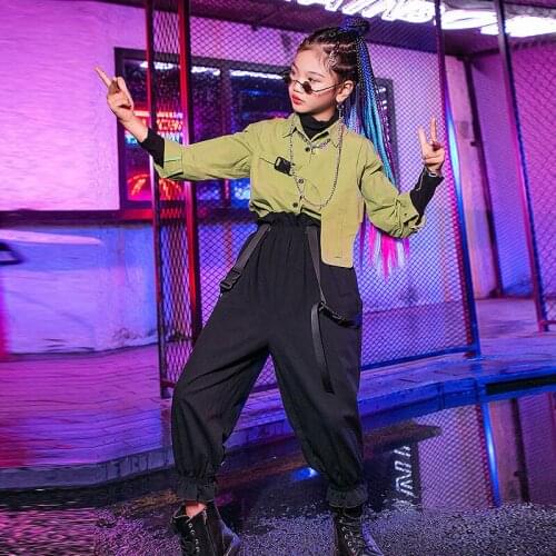 Autumn News Hip Hop Streetwear Girls Street Dance Costume T-Shirt Pants Girls Jazz Danncing Performance Stage Clothes YS2298