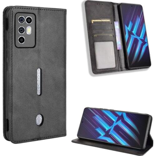 Suitable for nubia Red Magic 6R flip phone case, nubia Red Magic 6 retro luxury wallet shockproof protective cover