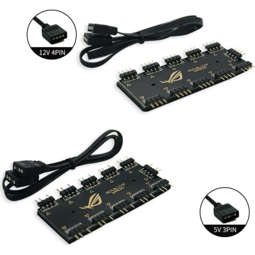 Motherboard Interface 3PIN / 4PIN AURA RGB 1-4 Interface Splitter Addressable D-RGB SYNC Hub Transfer Extension Cable