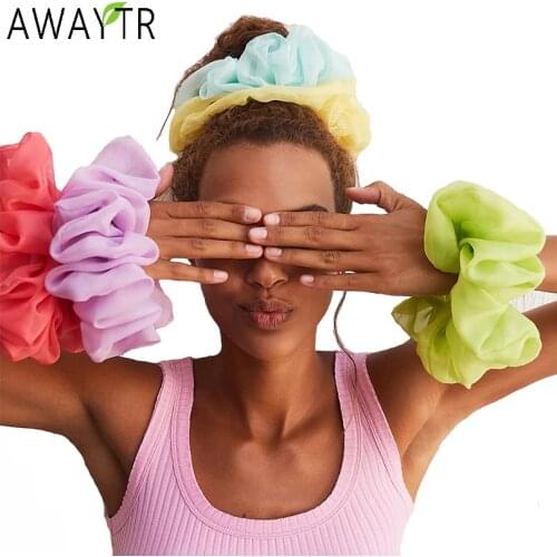 AWAYTR 17.5cm Oversized Scrunchies Big Rubber Hair Ties Elastic Hair Bands Girs Ponytail Holder Women Headband Hair Accessories