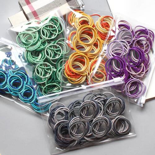 100pcs Girls Candy Color Hair bands Ponytail Holder Elastic Rubber Band Hair Accessories Gum Headwear Korean Kids Ornaments