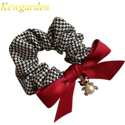 Kewgarden New cute girls bow hair ring childrens hair cord accessories 2pcs