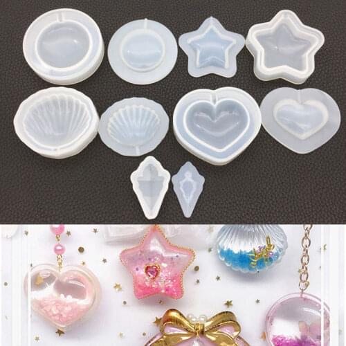 DIY Epoxy Quicksand Silicone Mould Love Five-pointed Star Shell Round Resin Mould Mobile Phone Case Mould Creative Jewelry