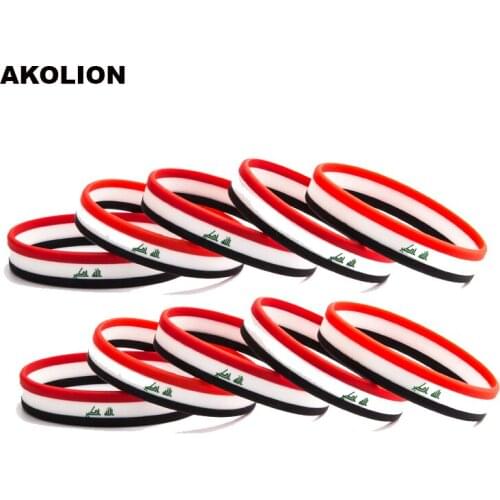 Iraq Flag Silicone Women Mens Bracelets Sports Wrist Strap jewelry 10pcs FB-0008