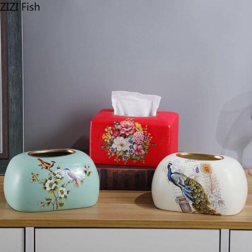 Nordic Ceramic Tissue Box Dry and Wet Tissue Box Storage Rack Dressing Table Decoration Napkin Organizer Home Crafts Decoration