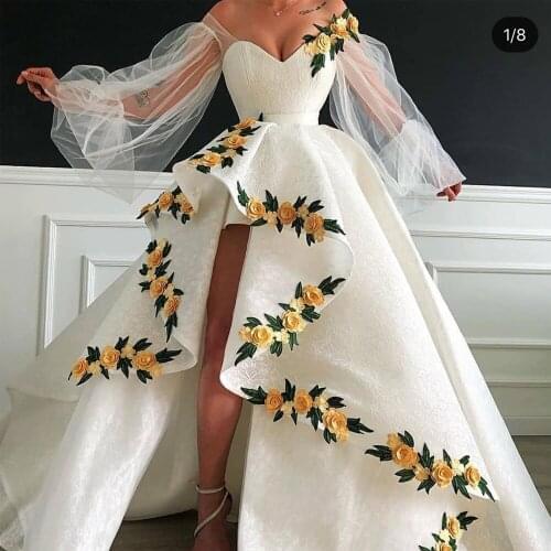 SuperKimJo Vestido De Fiesta De Boda White Lace Applique Prom Dresses 2020 Embrodiery Applique Luxury Prom Gown Graduation Robes