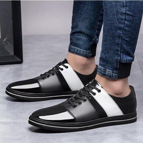 For Young Men Shoes Mens Spring Fashion Mixed Colors SIZE 38-44 Leather Shoes Male Casual Dress Lace Up Wedding Shoes