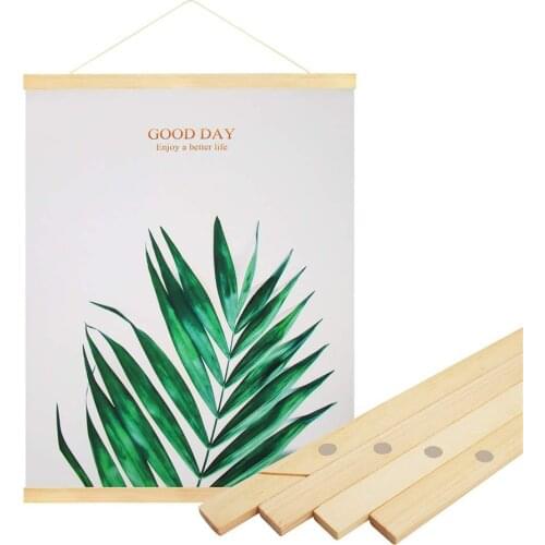 Magnetic Poster Frame Hanger Hanging Kit for Picture Photo Art Print Canvas Painting Artwork Natural Pine Wood Teak Home Decor