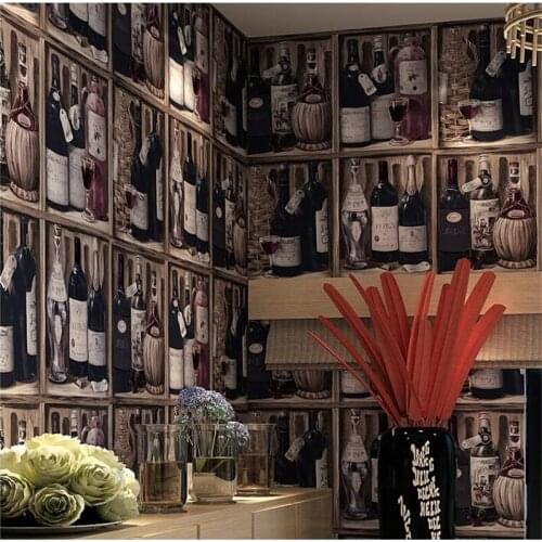 Beibehang High end American Style Retro Wine Cellar Wallpaper papel de pared Wine Bottle Study living room Background Wallpaper