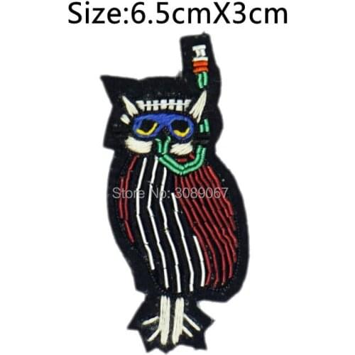 2017 New High quality 3D HAND EMBROIDERED Owl PIN Jewelry Patches Badge France BULLION WIRED BLAZER BROOCHES