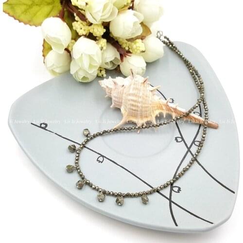 LiiJi Unique Healing Stone Natural Tiny Pyrtie 925 Sterling Silver Shining Choker Necklace for Women Jewelry Drop shipping