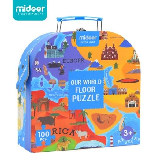 100Pcs Children Cognitive Educational Puzzle Toys Human Geography World Map Floor Puzzle Game Kids Gift With Box