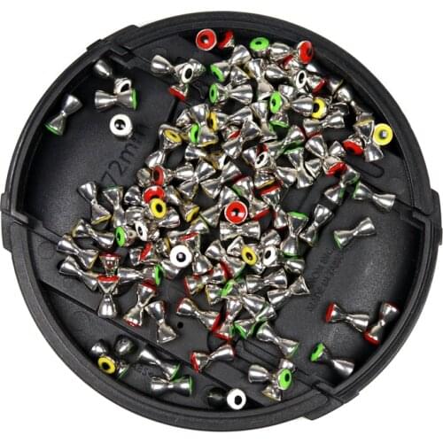 12PCS Crazy Charlie Tying Material Eyes Fly Tying Brass Dumbbell Eyes