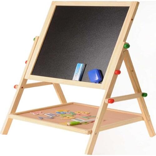 2 In 1 Wooden Message Blackboard Whiteboard Double Sided Drawing Writing Board Easel for Kids Painting Drawing Board Funny Toys