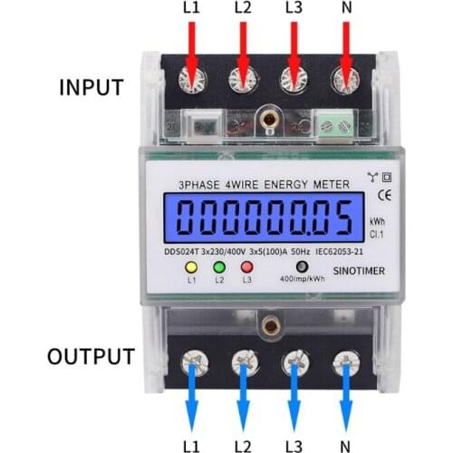 3 Phase 4 Wire Electronic Power Consumption Energy Meter LCD Digital Backlight C90D