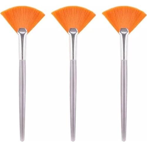 3pcs Practical Facial Brushes Fan Shape Professional Skin Care Mask DIY Brushes for Salon Home Soft Mask Brushes Cosmetic Tools