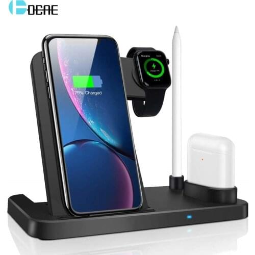 DCAE 3 IN 1 QI 10W Wireless Charger Stand For iPhone 11 Pro X XR XS 8 Fast Charging Dock Station For Apple Watch 5 4 3 2 Airpods