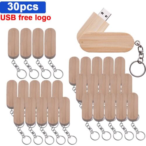 30pcs/lot Bamboo Usb Flash Drive 2.0 Pendrive High Speed Memory Stick for Wedding Gift 4gb 8gb 16gb 32GB 64GB (free Custom Logo)