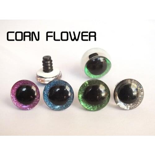 40pcs Mixed colors 16/18/20/25mm plastic clear toy eyes + glitter Nonwovens + hard washer for plush animal doll