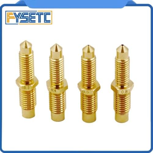 5pcs V6 0.3mm/0.4mm/0.5mm/0.8mm Integral Nozzle V6 Brass Nozzle Throat One V6 Nozzle Throat Siamese 3D Printer Accessories