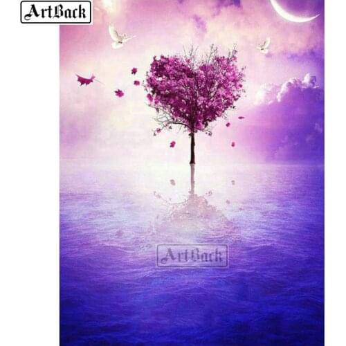 5d diamond painting heart tree landscape full square pink love diamond mosaic sticker diamond embroidery decoration