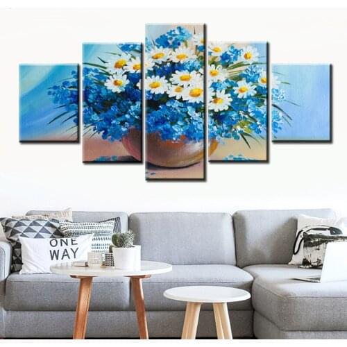 5 Pcs Abstract Floral Canvas Painting Photos and Prints Modern Minimalist Alpine Orchid Poster Wall Art Pictures Home Decoration
