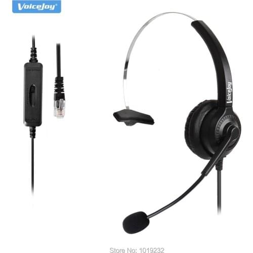 VoiceJoy Volume and Mute headset adapter +RJ9 plug headset Noise canceling Telephone headset call center for All office phones
