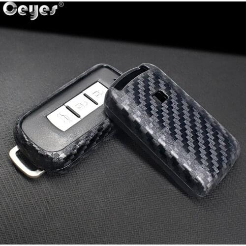 Ceyes Car Styling Auto Accessories Protective Smart Key Cover Case For Mitsubishi Outlander Lancer 10 Vehicle Carbon Fiber Shell