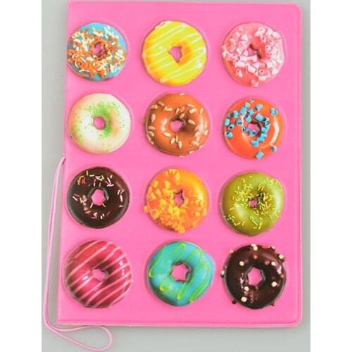 DIKEDAKU Cute Doughnuts Passport Case 3D design Pvc Cartoon Credit Card Holder Covers for Passports Women Travel Ticker Holder