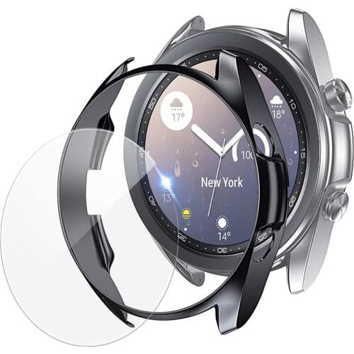 Case + film for samsung galaxy watch 3 45mm 41mm case cover and Tempered Glass screen protector for galaxy watch 3 film bumper