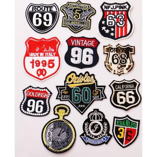 2 PCS Digital medal, clock icon Embroidered Iron on Patches for Clothing DIY Stripes Clothes Patchwork Stickers Custom Badges