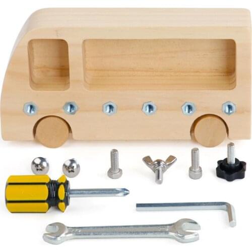 Wooden Busy Bus Childhood Early Education Toys Children Twist Screws Nuts Tools Daily Life Teaching Aids Kid Gifts Toddler Toys