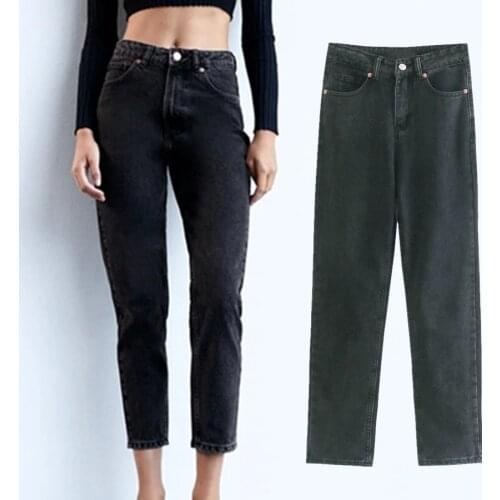 Jenny&Dave Women Boyfriend Jeans High Street Vintage Mom Jeans Woman England Solid High Waist Washed Loose Denim For Women