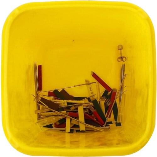 Yellow Sharps Bin Needle Blade Waste Disposal Container with Locking Lid 1.0L