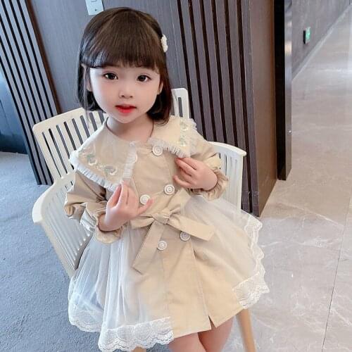 Girls Embroidered Lace Jacket 2021 New Spring Childrens Casual Windbreaker Autumn Kids Tops Baby Spring Clothes